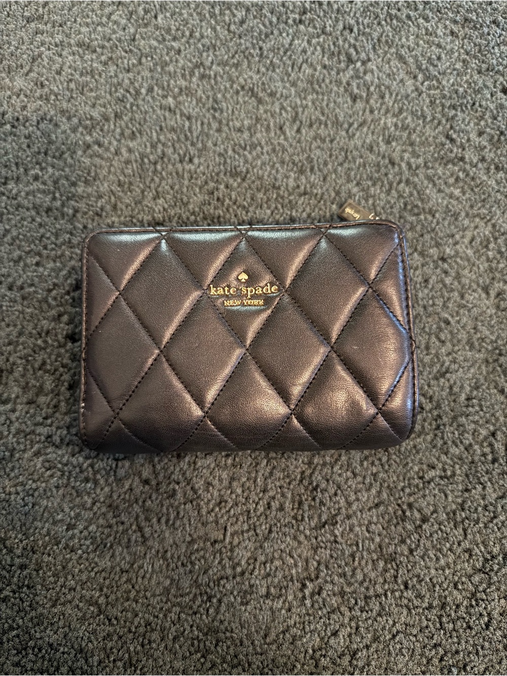 kate spade Black Puffer Wallet with Gold Logo